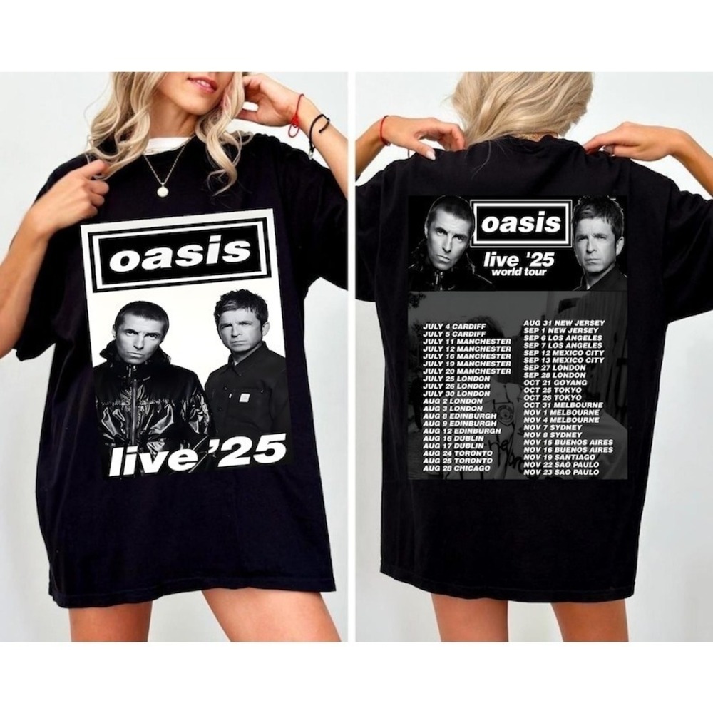 Oasis World Tour 2025 Two Sided Shirt, Oasis Oasis Concert Tour 2 Sided